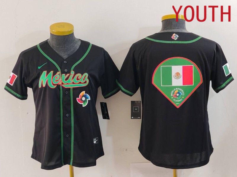 Youth 2024 World Cub Mexico Blank Black Nike MLB Jersey style 12->youth mlb jersey->Youth Jersey